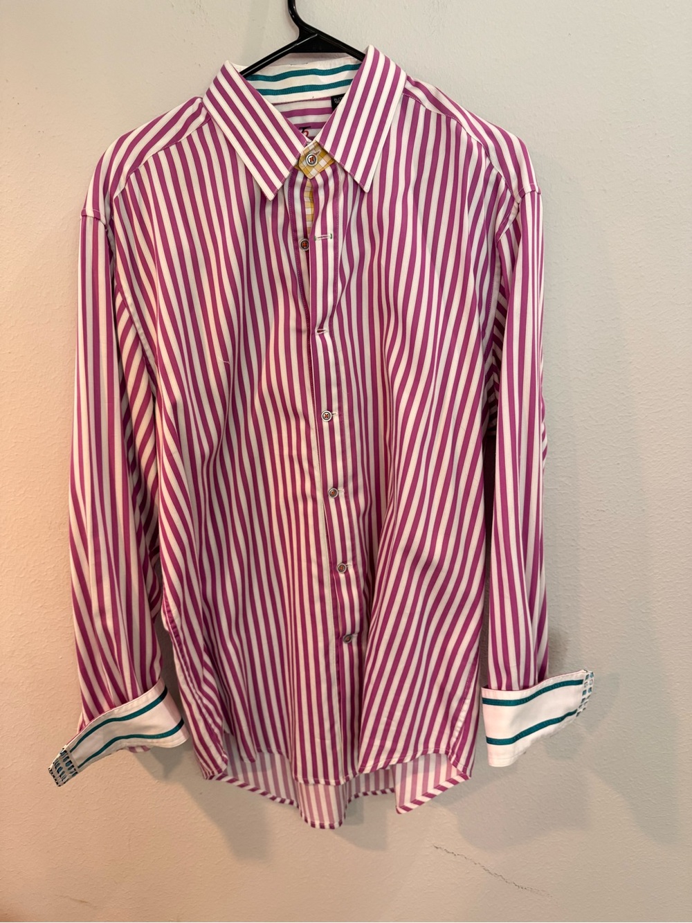 Men's Robert Graham, light purple and White Striped Button-Up Shirt